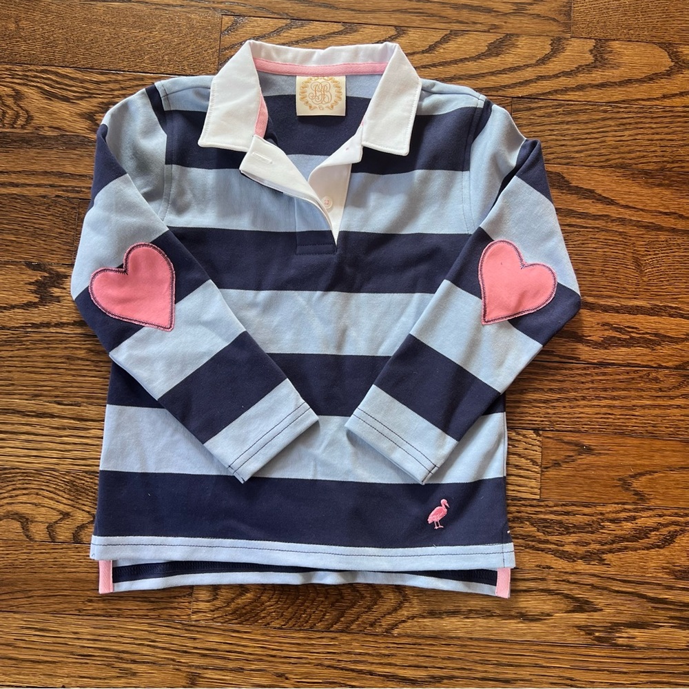 Beaufort Bonnet Co Rugby Style Heart Patch Knit Top Size 5T